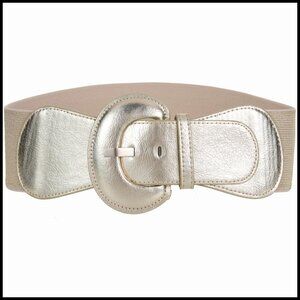 Vintage Chunky Buckle Cinch Belt Wide Stretchy Elastic Waist Belt for Dresses